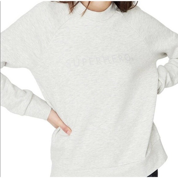 Sweaty Betty Tops - Sweaty Betty Heather Gray Superhero Sweatshirt XL